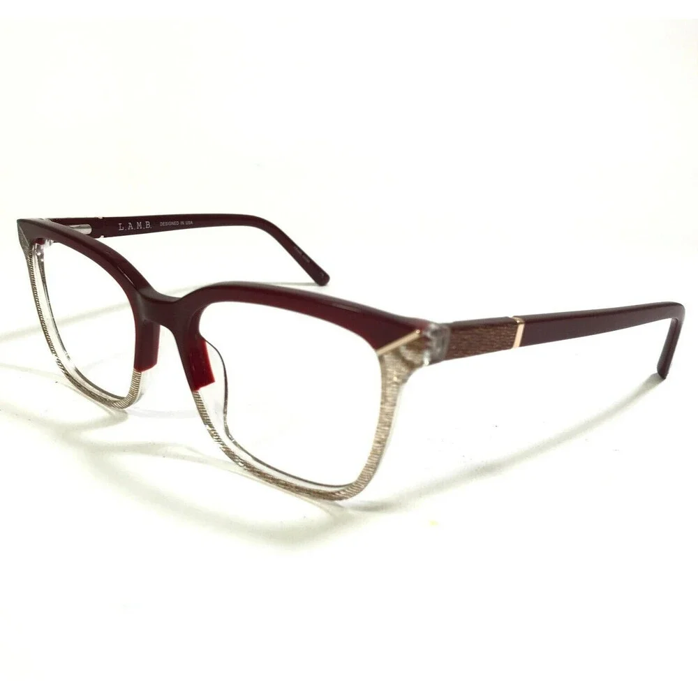 L.A.M.B Eyeglasses Frames LA084 BUR Red Clear Beige Striped 53-17-140